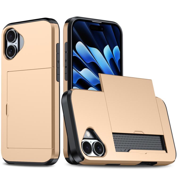 Shockproof Armor Phone Case with Card Slot, For iPhone 17e / 16e, For iPhone 17 Pro Max, For iPhone 17 Pro, For iPhone 17, For iPhone Air, For iPhone 16 Pro Max, For iPhone 16 Pro, For iPhone 16 Plus
