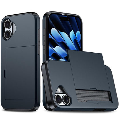 Shockproof Armor Phone Case with Card Slot, For iPhone 17e / 16e, For iPhone 17 Pro Max, For iPhone 17 Pro, For iPhone 17, For iPhone Air, For iPhone 16 Pro Max, For iPhone 16 Pro, For iPhone 16 Plus