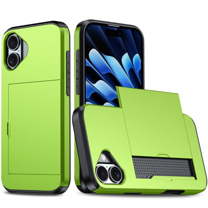 Shockproof Armor Phone Case with Card Slot, For iPhone 17e / 16e, For iPhone 17 Pro Max, For iPhone 17 Pro, For iPhone 17, For iPhone Air, For iPhone 16 Pro Max, For iPhone 16 Pro, For iPhone 16 Plus