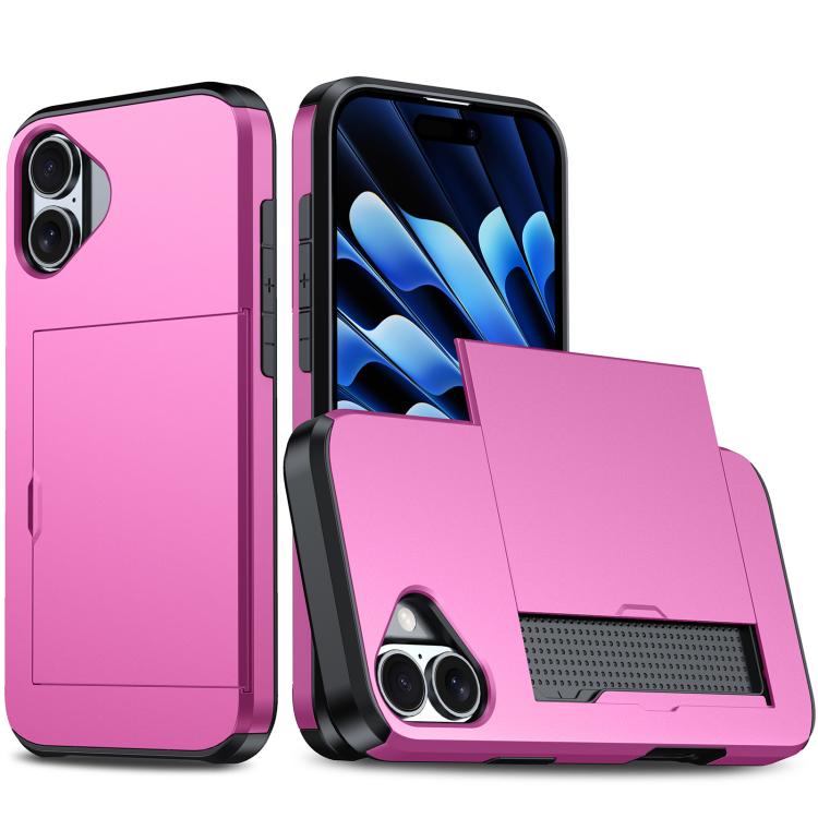 Shockproof Armor Phone Case with Card Slot, For iPhone 17e / 16e, For iPhone 17 Pro Max, For iPhone 17 Pro, For iPhone 17, For iPhone Air, For iPhone 16 Pro Max, For iPhone 16 Pro, For iPhone 16 Plus