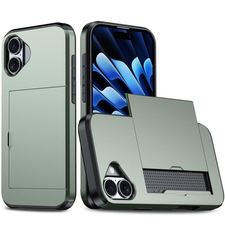 Shockproof Armor Phone Case with Card Slot, For iPhone 17e / 16e, For iPhone 17 Pro Max, For iPhone 17 Pro, For iPhone 17, For iPhone Air, For iPhone 16 Pro Max, For iPhone 16 Pro, For iPhone 16 Plus