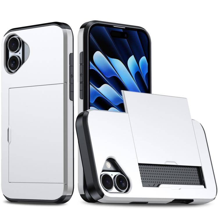 Shockproof Armor Phone Case with Card Slot, For iPhone 17e / 16e, For iPhone 17 Pro Max, For iPhone 17 Pro, For iPhone 17, For iPhone Air, For iPhone 16 Pro Max, For iPhone 16 Pro, For iPhone 16 Plus
