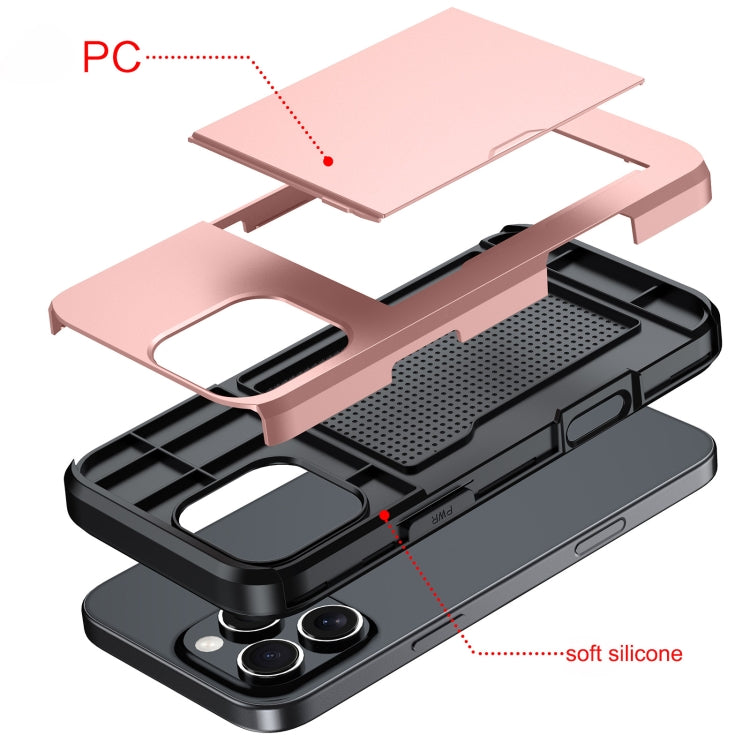 Shockproof Armor Phone Case with Card Slot, For iPhone 17e / 16e, For iPhone 17 Pro Max, For iPhone 17 Pro, For iPhone 17, For iPhone Air, For iPhone 16 Pro Max, For iPhone 16 Pro, For iPhone 16 Plus