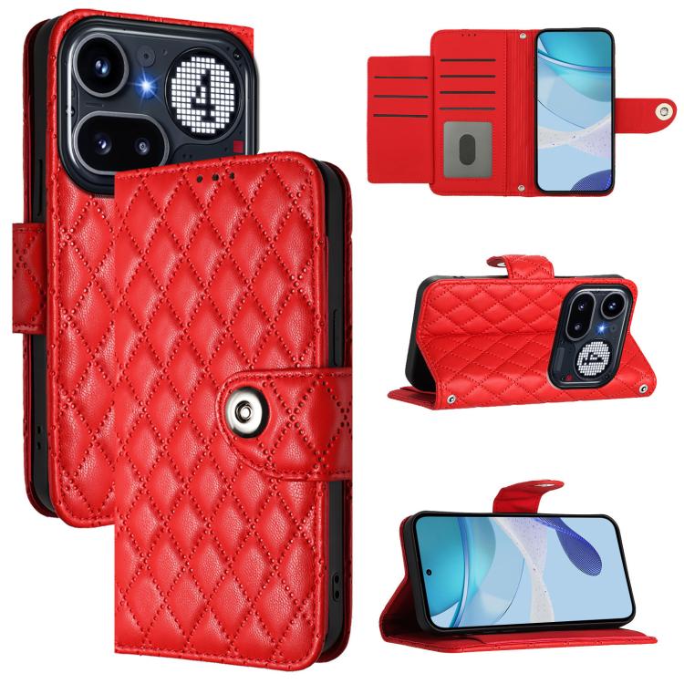 Rhombic Texture Flip Leather Phone Case with Lanyard, For Nothing Phone 4a Pro, For Nothing Phone 4a, For Nothing CMF Phone 1, For Nothing Phone 2a