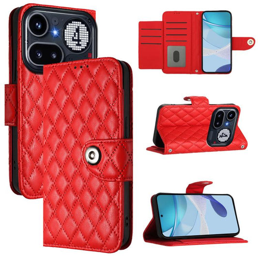 Rhombic Texture Flip Leather Phone Case with Lanyard, For Nothing Phone 4a Pro, For Nothing Phone 4a, For Nothing CMF Phone 1, For Nothing Phone 2a