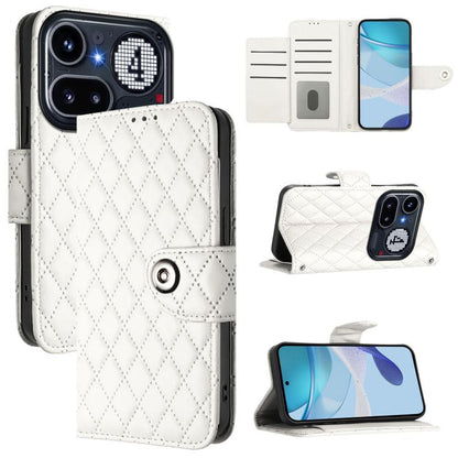 Rhombic Texture Flip Leather Phone Case with Lanyard, For Nothing Phone 4a Pro, For Nothing Phone 4a, For Nothing CMF Phone 1, For Nothing Phone 2a