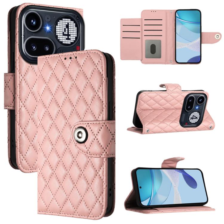 Rhombic Texture Flip Leather Phone Case with Lanyard, For Nothing Phone 4a Pro, For Nothing Phone 4a, For Nothing CMF Phone 1, For Nothing Phone 2a