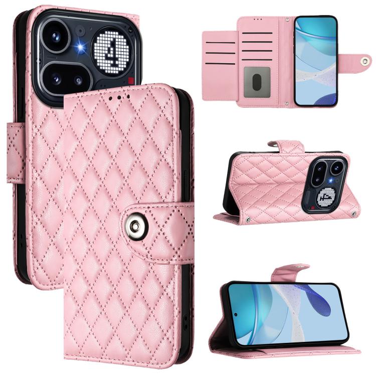 Rhombic Texture Flip Leather Phone Case with Lanyard, For Nothing Phone 4a Pro, For Nothing Phone 4a, For Nothing CMF Phone 1, For Nothing Phone 2a