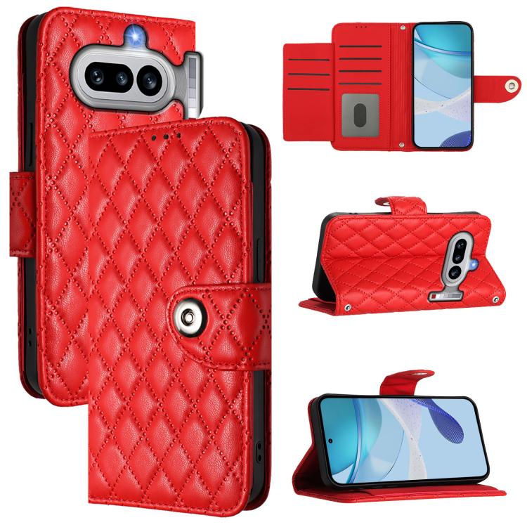 Rhombic Texture Flip Leather Phone Case with Lanyard, For Nothing Phone 4a Pro, For Nothing Phone 4a, For Nothing CMF Phone 1, For Nothing Phone 2a