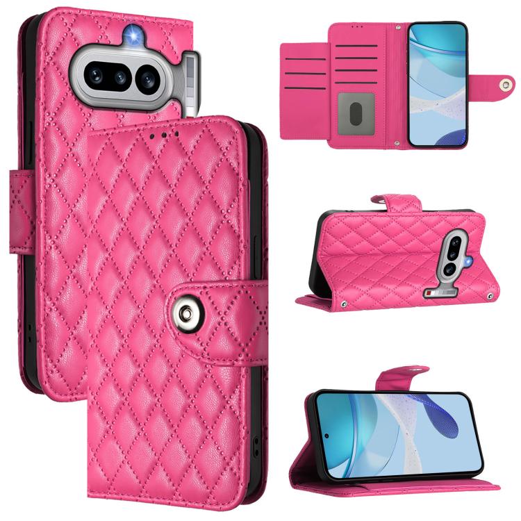 Rhombic Texture Flip Leather Phone Case with Lanyard, For Nothing Phone 4a Pro, For Nothing Phone 4a, For Nothing CMF Phone 1, For Nothing Phone 2a