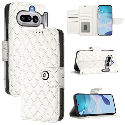 Rhombic Texture Flip Leather Phone Case with Lanyard, For Nothing Phone 4a Pro, For Nothing Phone 4a, For Nothing CMF Phone 1, For Nothing Phone 2a