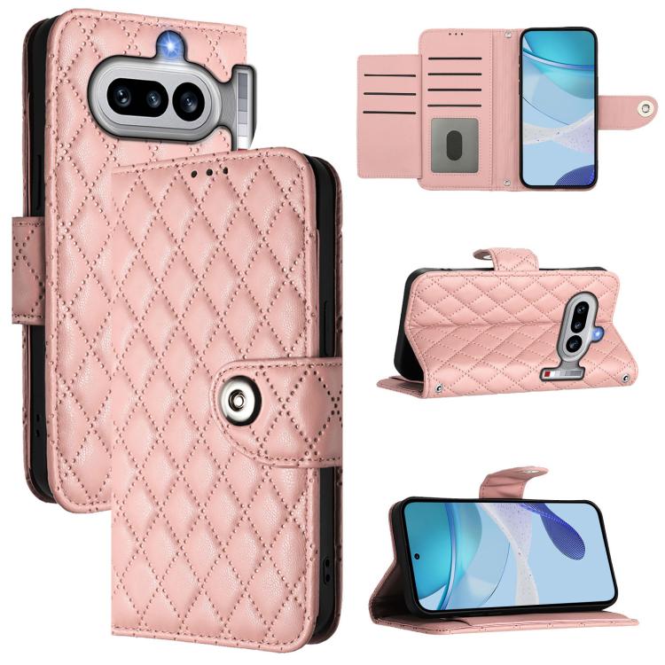 Rhombic Texture Flip Leather Phone Case with Lanyard, For Nothing Phone 4a Pro, For Nothing Phone 4a, For Nothing CMF Phone 1, For Nothing Phone 2a