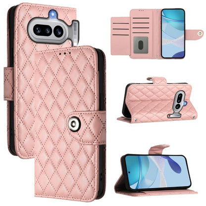 Rhombic Texture Flip Leather Phone Case with Lanyard, For Nothing Phone 4a Pro, For Nothing Phone 4a, For Nothing CMF Phone 1, For Nothing Phone 2a