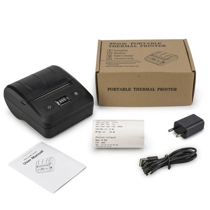 BT-802 80mm USB-C/Type-C + Bluetooth Portable Thermal Printer, EU Plug, US Plug