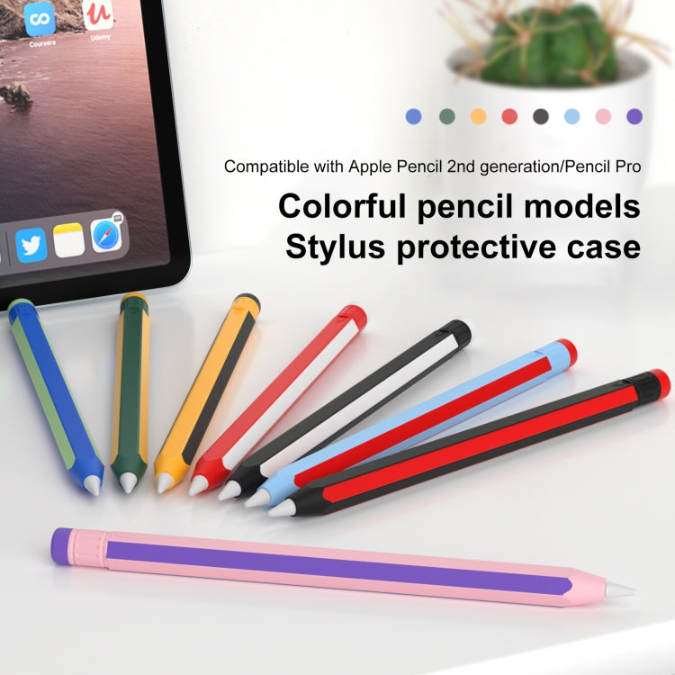 Colorful Pencil Style Stylus Silicone Protective Case, For Apple Pencil 2 / Pencil Pro