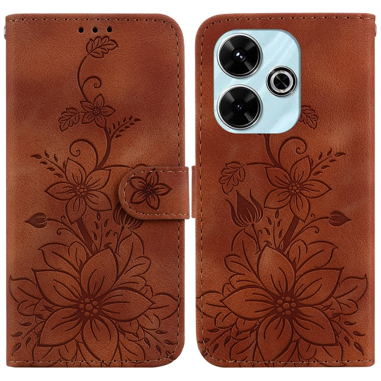 Lily Embossed Leather Phone Case, For Redmi K80 / K80 Pro / Xiaomi Poco F7 Pro, For Redmi Note 14 4G 164.84mm, For Redmi Turbo 4 / Xiaomi Poco X7 Pro, For Redmi Note 14 4G 163.25mm, For Redmi Note 14 5G, For Redmi Note 14 Pro / Note 14 Pro+ 5G         ...