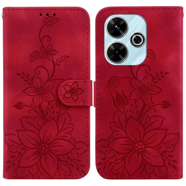 Lily Embossed Leather Phone Case, For Redmi K80 / K80 Pro / Xiaomi Poco F7 Pro, For Redmi Note 14 4G 164.84mm, For Redmi Turbo 4 / Xiaomi Poco X7 Pro, For Redmi Note 14 4G 163.25mm, For Redmi Note 14 5G, For Redmi Note 14 Pro / Note 14 Pro+ 5G         ...