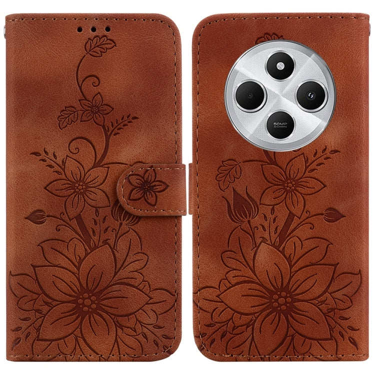 Lily Embossed Leather Phone Case, For Redmi K80 / K80 Pro / Xiaomi Poco F7 Pro, For Redmi Note 14 4G 164.84mm, For Redmi Turbo 4 / Xiaomi Poco X7 Pro, For Redmi Note 14 4G 163.25mm, For Redmi Note 14 5G, For Redmi Note 14 Pro / Note 14 Pro+ 5G         ...