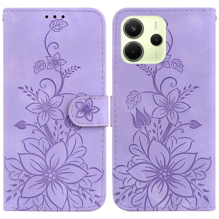 Lily Embossed Leather Phone Case, For Redmi K80 / K80 Pro / Xiaomi Poco F7 Pro, For Redmi Note 14 4G 164.84mm, For Redmi Turbo 4 / Xiaomi Poco X7 Pro, For Redmi Note 14 4G 163.25mm, For Redmi Note 14 5G, For Redmi Note 14 Pro / Note 14 Pro+ 5G         ...