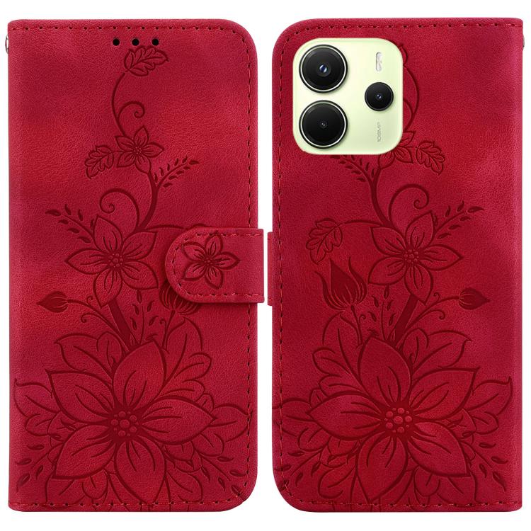 Lily Embossed Leather Phone Case, For Redmi K80 / K80 Pro / Xiaomi Poco F7 Pro, For Redmi Note 14 4G 164.84mm, For Redmi Turbo 4 / Xiaomi Poco X7 Pro, For Redmi Note 14 4G 163.25mm, For Redmi Note 14 5G, For Redmi Note 14 Pro / Note 14 Pro+ 5G         ...