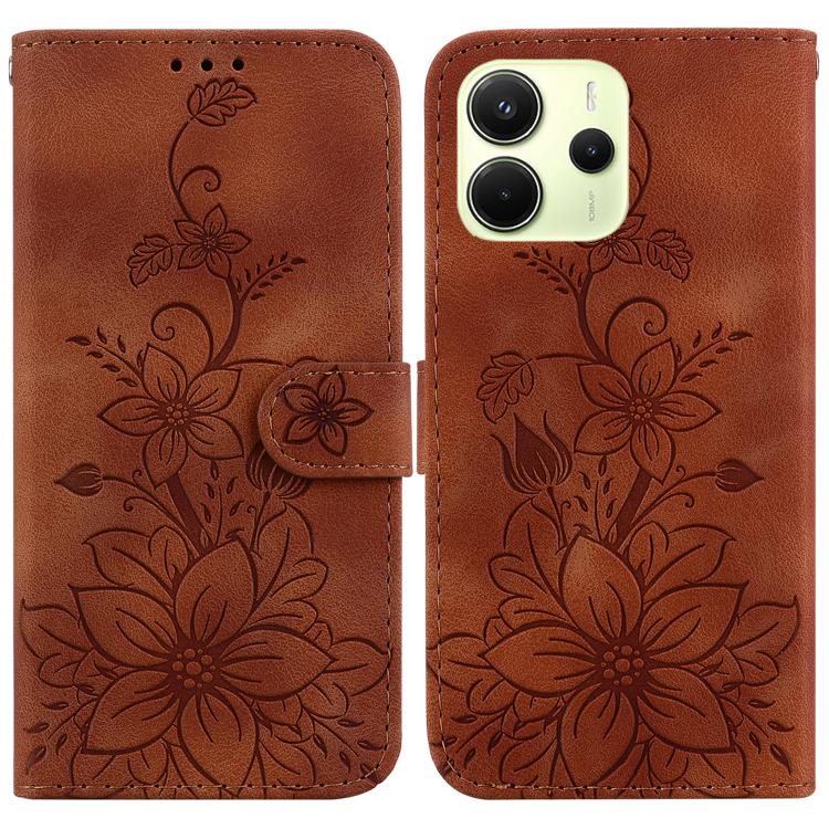 Lily Embossed Leather Phone Case, For Redmi K80 / K80 Pro / Xiaomi Poco F7 Pro, For Redmi Note 14 4G 164.84mm, For Redmi Turbo 4 / Xiaomi Poco X7 Pro, For Redmi Note 14 4G 163.25mm, For Redmi Note 14 5G, For Redmi Note 14 Pro / Note 14 Pro+ 5G         ...