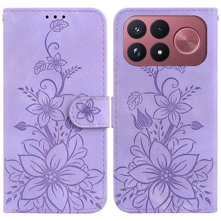 Lily Embossed Leather Phone Case, For Redmi Note 17 5G Global 169.7mm, For Redmi Note 17 Pro Max / Note 17 Pro+ 5G, For Redmi K100 Pro Max 5G / Poco F9 Ultra 5G, For Redmi 17 4G / 5G Global 170mm, For Redmi K90 Max 5G / K90 Ultra 5G                    ...