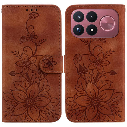 Lily Embossed Leather Phone Case, For Redmi Note 17 5G Global 169.7mm, For Redmi Note 17 Pro Max / Note 17 Pro+ 5G, For Redmi K100 Pro Max 5G / Poco F9 Ultra 5G, For Redmi 17 4G / 5G Global 170mm, For Redmi K90 Max 5G / K90 Ultra 5G                    ...