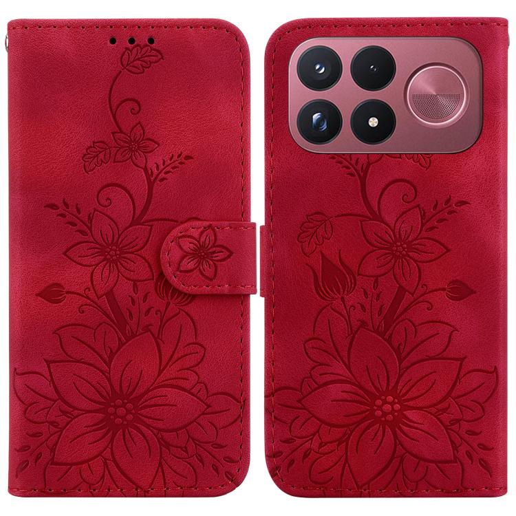 Lily Embossed Leather Phone Case, For Redmi Note 17 5G Global 169.7mm, For Redmi Note 17 Pro Max / Note 17 Pro+ 5G, For Redmi K100 Pro Max 5G / Poco F9 Ultra 5G, For Redmi 17 4G / 5G Global 170mm, For Redmi K90 Max 5G / K90 Ultra 5G                    ...