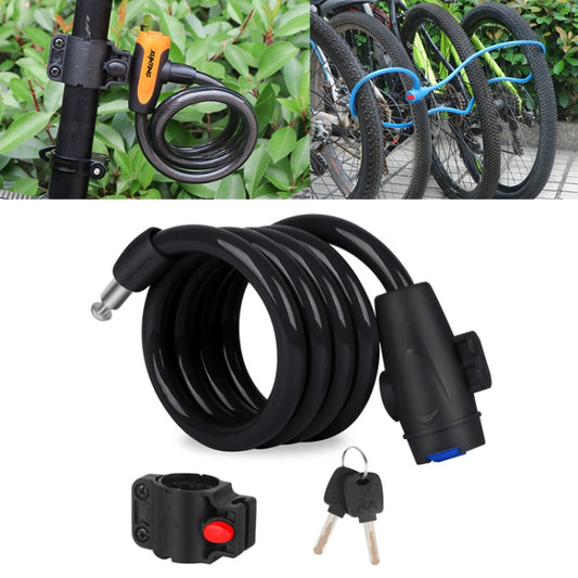 Antivol portable pour vélo avec câble en acier et support de fixation, modèle A 100cm noir, modèle A 120cm noir, modèle B 100cm noir, modèle B 120cm noir, modèle B 150cm noir