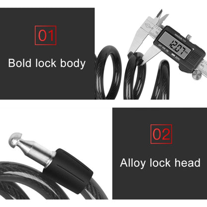 Bicycle Portable Anti-theft Lock Steel Cable Lock with Lock Frame, A Style 100cm Black, A Style 120cm Black, B Style 100cm Black, B Style 120cm Black, B Style 150cm Black
