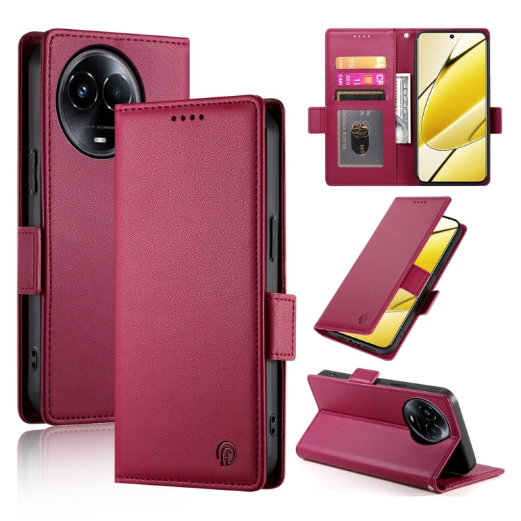 Side Buckle Magnetic Frosted Leather Phone Case, For Realme C75 / Realme 14x, For Realme 13+, For Realme 13 Pro / 13 Pro+ Global, For Realme GT 6 Global, For Realme 12+ / Narzo 70 Pro, For Realme 12, For Realme 12 Pro / 12 Pro+, For Realme C67 4G Globa...