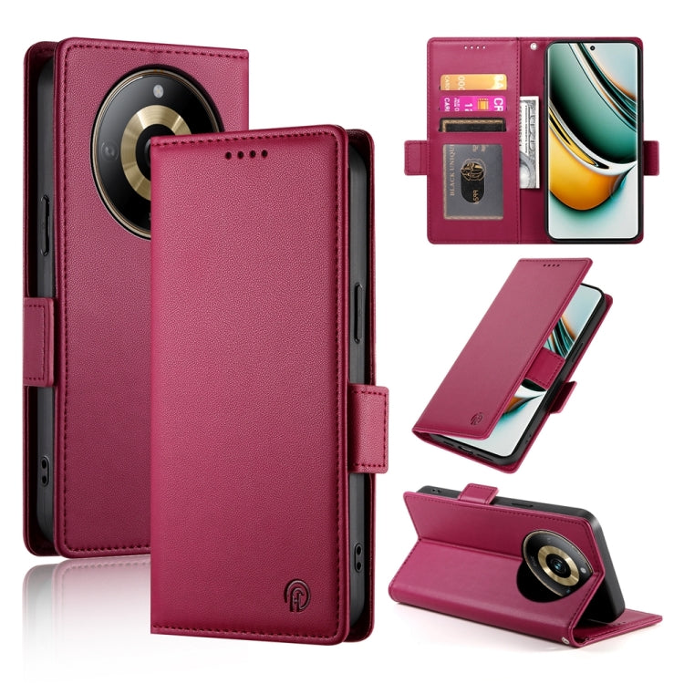 Side Buckle Magnetic Frosted Leather Phone Case, For Realme C75 / Realme 14x, For Realme 13+, For Realme 13 Pro / 13 Pro+ Global, For Realme GT 6 Global, For Realme 12+ / Narzo 70 Pro, For Realme 12, For Realme 12 Pro / 12 Pro+, For Realme C67 4G Globa...