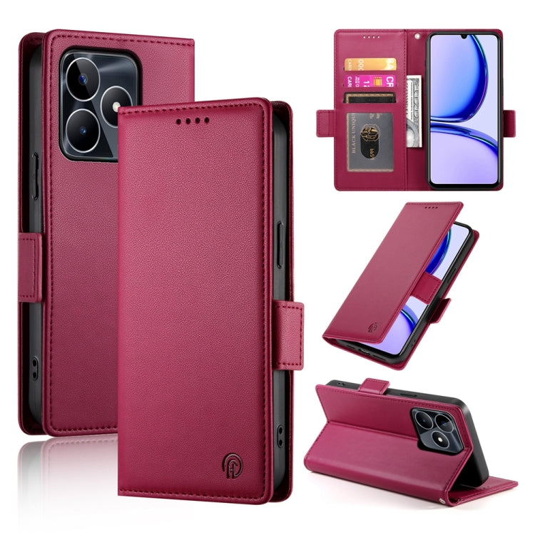 Side Buckle Magnetic Frosted Leather Phone Case, For Realme C75 / Realme 14x, For Realme 13+, For Realme 13 Pro / 13 Pro+ Global, For Realme GT 6 Global, For Realme 12+ / Narzo 70 Pro, For Realme 12, For Realme 12 Pro / 12 Pro+, For Realme C67 4G Globa...