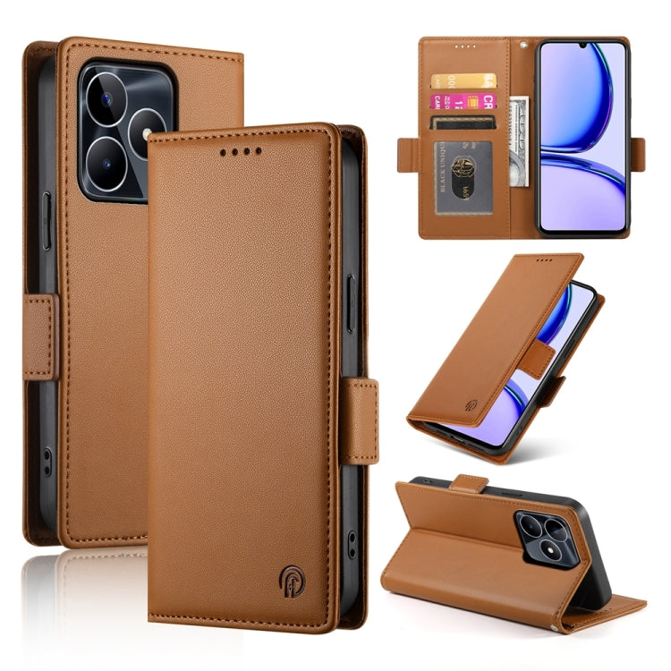Side Buckle Magnetic Frosted Leather Phone Case, For Realme C75 / Realme 14x, For Realme 13+, For Realme 13 Pro / 13 Pro+ Global, For Realme GT 6 Global, For Realme 12+ / Narzo 70 Pro, For Realme 12, For Realme 12 Pro / 12 Pro+, For Realme C67 4G Globa...