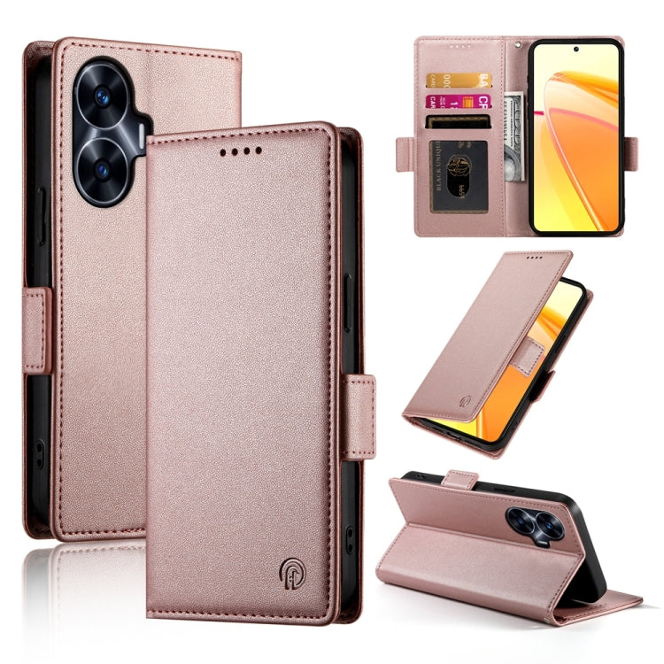 Side Buckle Magnetic Frosted Leather Phone Case, For Realme C55 4G / Narzo N55