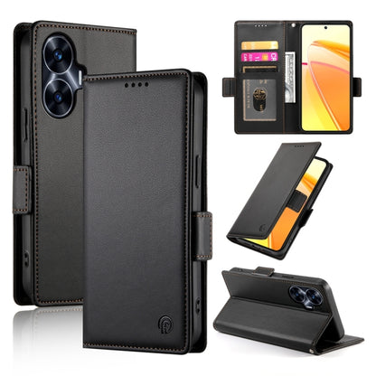 Side Buckle Magnetic Frosted Leather Phone Case, For Realme C55 4G / Narzo N55