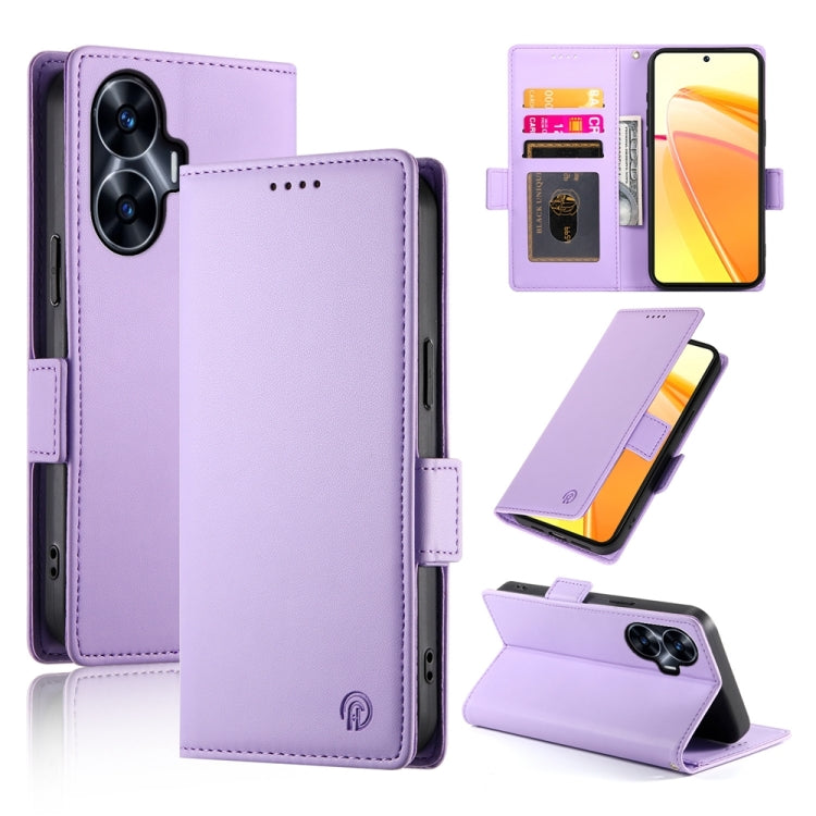 Side Buckle Magnetic Frosted Leather Phone Case, For Realme C55 4G / Narzo N55