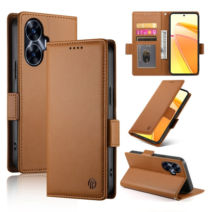 Side Buckle Magnetic Frosted Leather Phone Case, For Realme C55 4G / Narzo N55