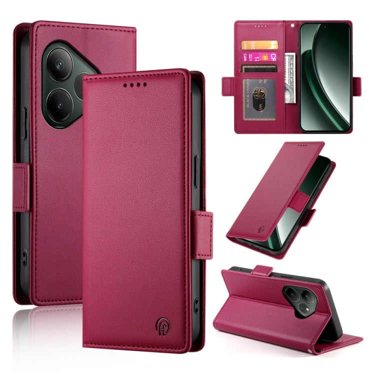 Side Buckle Magnetic Frosted Leather Phone Case, For Realme C75 / Realme 14x, For Realme 13+, For Realme 13 Pro / 13 Pro+ Global, For Realme GT 6 Global, For Realme 12+ / Narzo 70 Pro, For Realme 12, For Realme 12 Pro / 12 Pro+, For Realme C67 4G Globa...