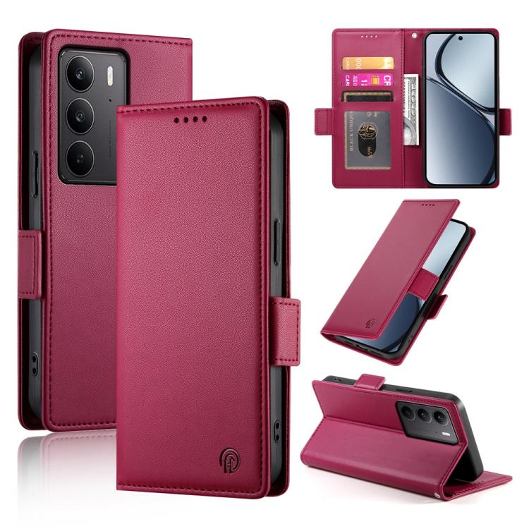 Side Buckle Magnetic Frosted Leather Phone Case, For Realme C75 / Realme 14x, For Realme 13+, For Realme 13 Pro / 13 Pro+ Global, For Realme GT 6 Global, For Realme 12+ / Narzo 70 Pro, For Realme 12, For Realme 12 Pro / 12 Pro+, For Realme C67 4G Globa...