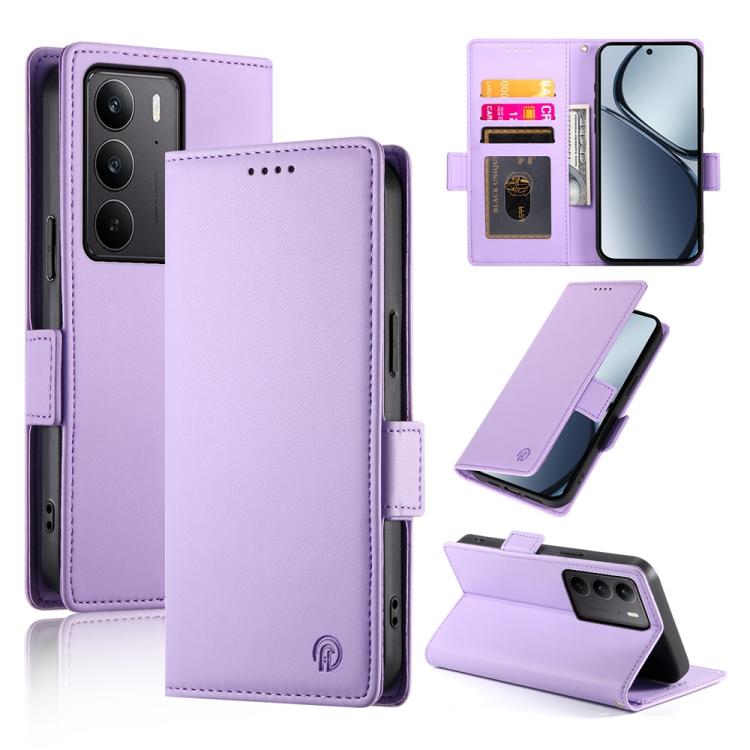 Side Buckle Magnetic Frosted Leather Phone Case, For Realme C75 / Realme 14x, For Realme 13+, For Realme 13 Pro / 13 Pro+ Global, For Realme GT 6 Global, For Realme 12+ / Narzo 70 Pro, For Realme 12, For Realme 12 Pro / 12 Pro+, For Realme C67 4G Globa...
