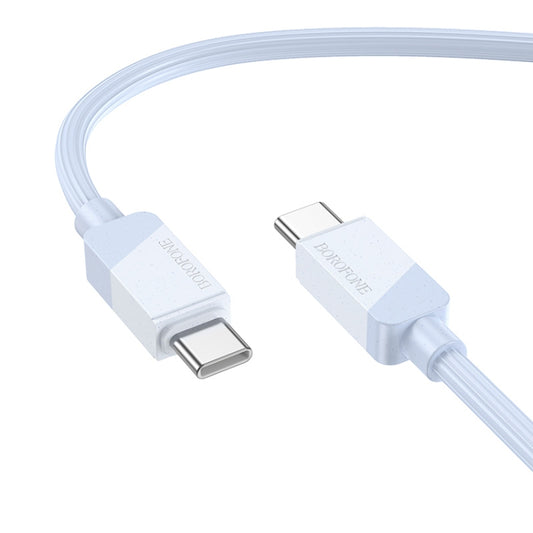 كابل بيانات وشحن سريع من بوروفون BX107 بقدرة 60 واط، من نوع USB-C / Type-C إلى USB-C / Type-C، طوله 1 متر، من نوع Type-C إلى Type-C