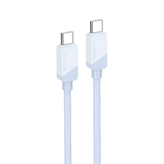 كابل بيانات وشحن سريع من بوروفون BX107 بقدرة 60 واط، من نوع USB-C / Type-C إلى USB-C / Type-C، طوله 1 متر، من نوع Type-C إلى Type-C