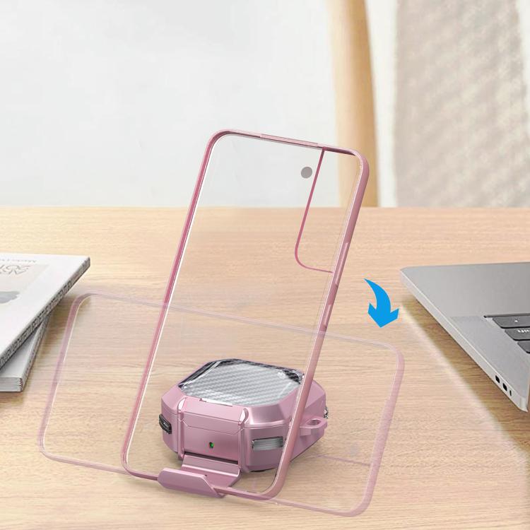 Transparent Carbon Fiber TPU Hybrid PC Case with Hook & Holder, For Samsung Galaxy Buds2 / Live / Pro / FE