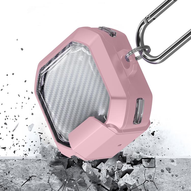 Transparent Carbon Fiber TPU Hybrid PC Case with Hook & Holder, For Samsung Galaxy Buds2 / Live / Pro / FE