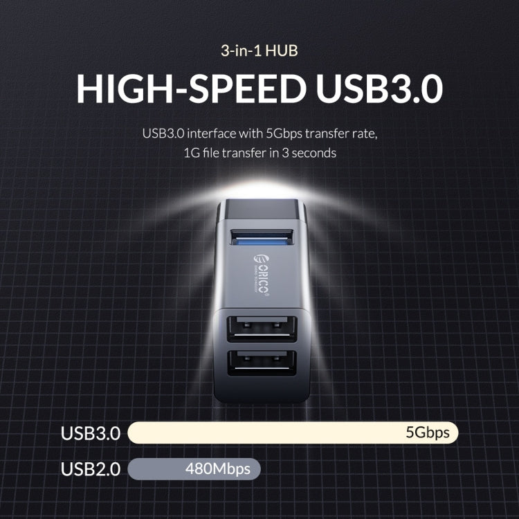 ORICO MINI-U32 3 in 1 USB Interface ABS Plastic Mini HUB Adapter, MINI-U32