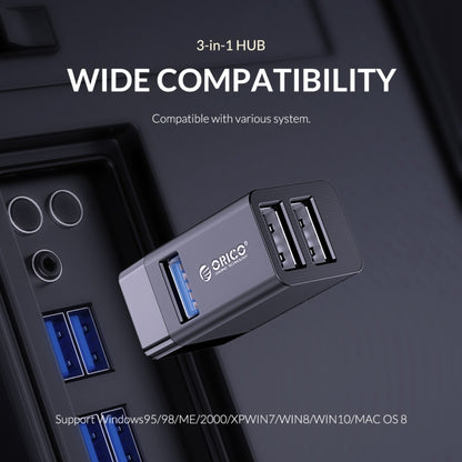 ORICO MINI-U32 3 in 1 USB Interface ABS Plastic Mini HUB Adapter, MINI-U32