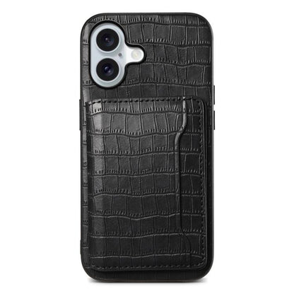 Crocodile Texture Card Bag Design Full Coverage Phone Case, For iPhone 18 Pro / 17 Pro, For iPhone 18 Pro Max / 17 Pro Max, For iPhone 17, For iPhone Air, For iPhone 16 Pro Max, For iPhone 16 Pro, For iPhone 16 Plus, For iPhone 16