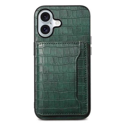 Crocodile Texture Card Bag Design Full Coverage Phone Case, For iPhone 18 Pro / 17 Pro, For iPhone 18 Pro Max / 17 Pro Max, For iPhone 17, For iPhone Air, For iPhone 16 Pro Max, For iPhone 16 Pro, For iPhone 16 Plus, For iPhone 16