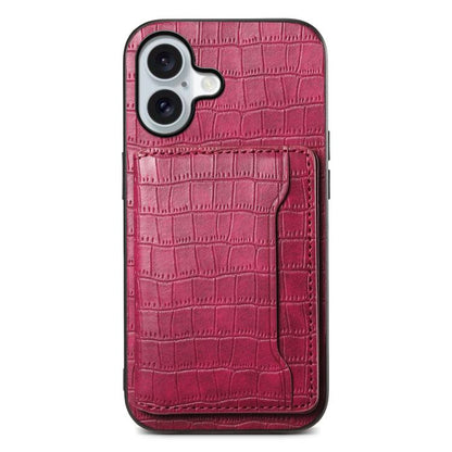 Crocodile Texture Card Bag Design Full Coverage Phone Case, For iPhone 18 Pro / 17 Pro, For iPhone 18 Pro Max / 17 Pro Max, For iPhone 17, For iPhone Air, For iPhone 16 Pro Max, For iPhone 16 Pro, For iPhone 16 Plus, For iPhone 16